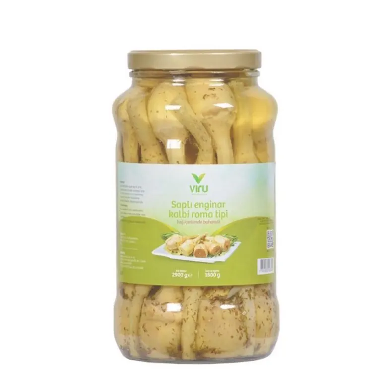Viru saplı enginar kalbi, 1800 ml cam kavanoz
